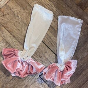 Pink velvet ruffle fingerless gloves arm warmers circus costume arm gaiters